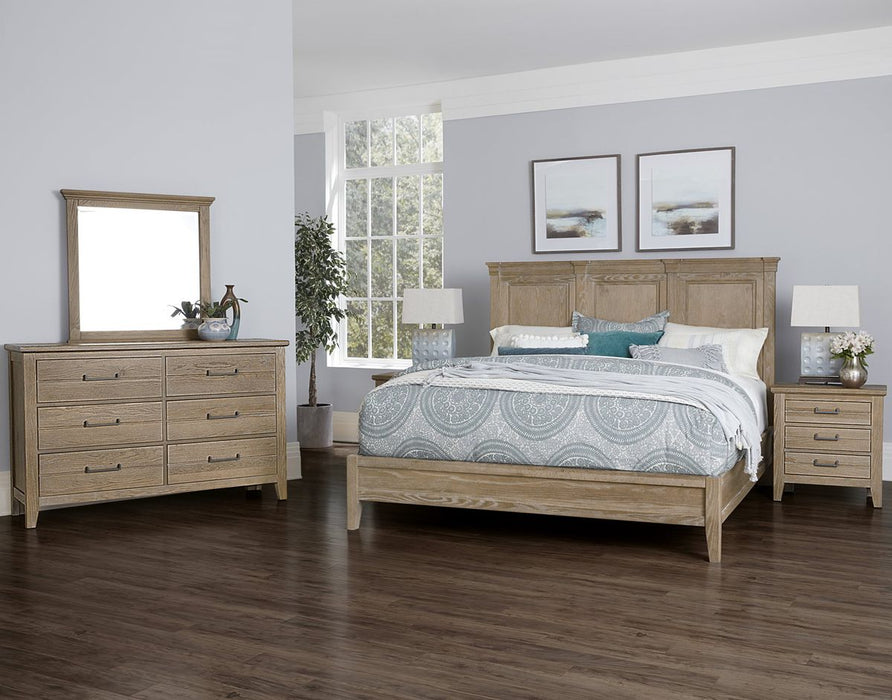 Vaughan-Bassett Passageways Deep Sand Cal King Mansion Bed with Low Profile Footboard in Medium Brown