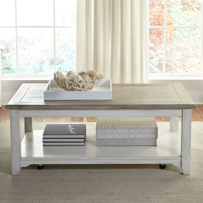 Liberty Furniture Summerville Rectangular Cocktail Table in Soft White Wash