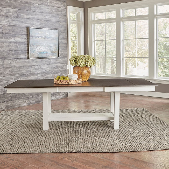 Liberty Furniture Brook Bay Trestle Table in Textured White 182-CD-TRS