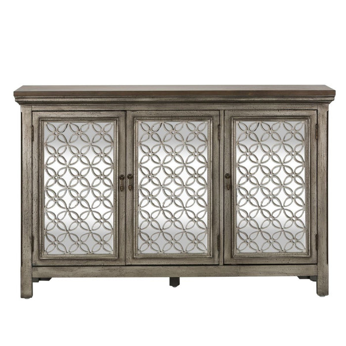 Liberty Furniture Westridge 3 Door Accent Cabinet in Wire Brushed Gray and White