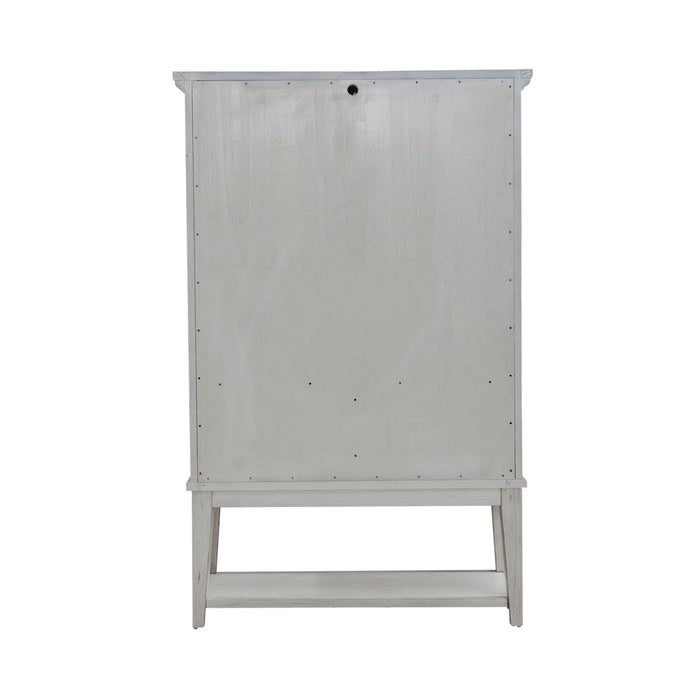 Liberty Furniture River Place Bar Cabinet in Riverstone White & Tobacco EST SHIP TIME APPX 4 WEEKS