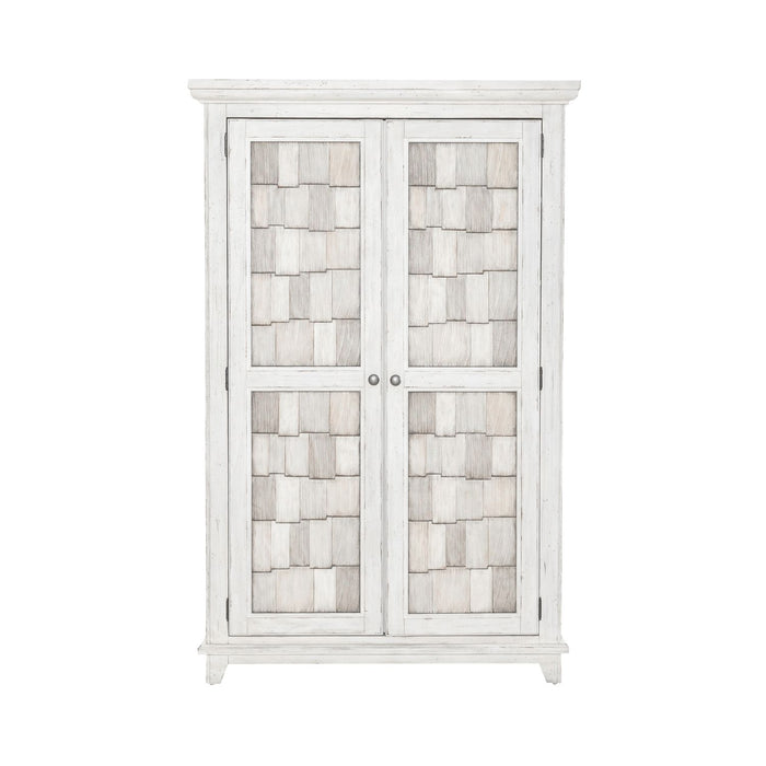 River Place Armoire in Riverstone White and Tobacco image