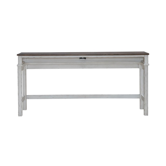 Liberty Furniture River Place Console Bar Table in Riverstone White & Tobacco