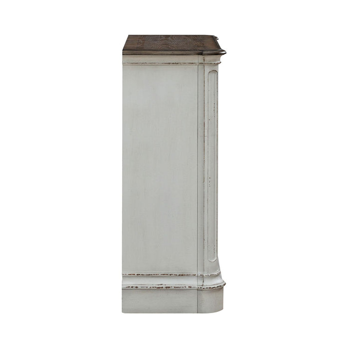 Liberty Furniture Magnolia Manor Accent Cabinet in Antique White & Weathered Bark EST SHIP TIME APPX 4 WEEKS