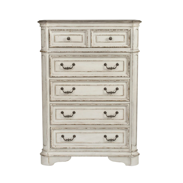 Magnolia Manor King California Upholstered Sleigh Bed, Dresser & Mirror, Chest, Night Stand