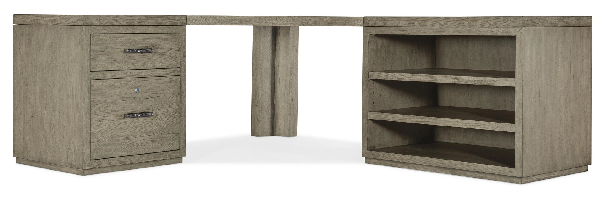 Linville Falls Corner Desk with File and Open Desk Cabinet