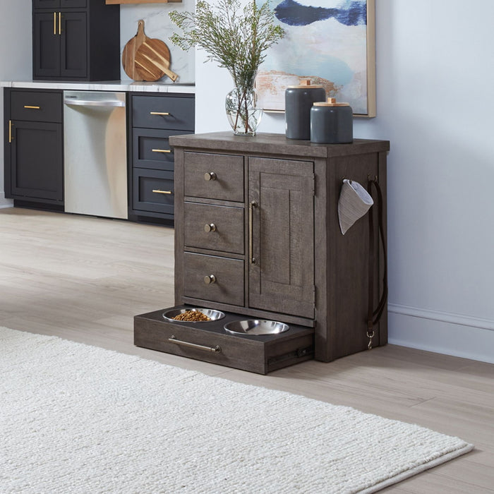 Liberty Furniture Modern Farmhouse Pet Feeder in Dusty Charcoal EST SHIP TIME APPX 4 WEEKS