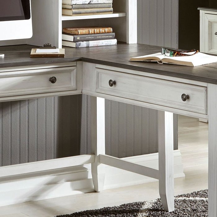 Liberty Furniture Allyson Park Right Turn Writing Desk in Wirebrushed White