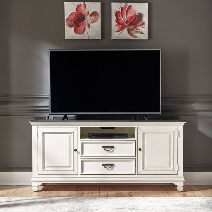 Liberty Furniture Allyson Park 66 Inch TV Console in Wirebrushed White