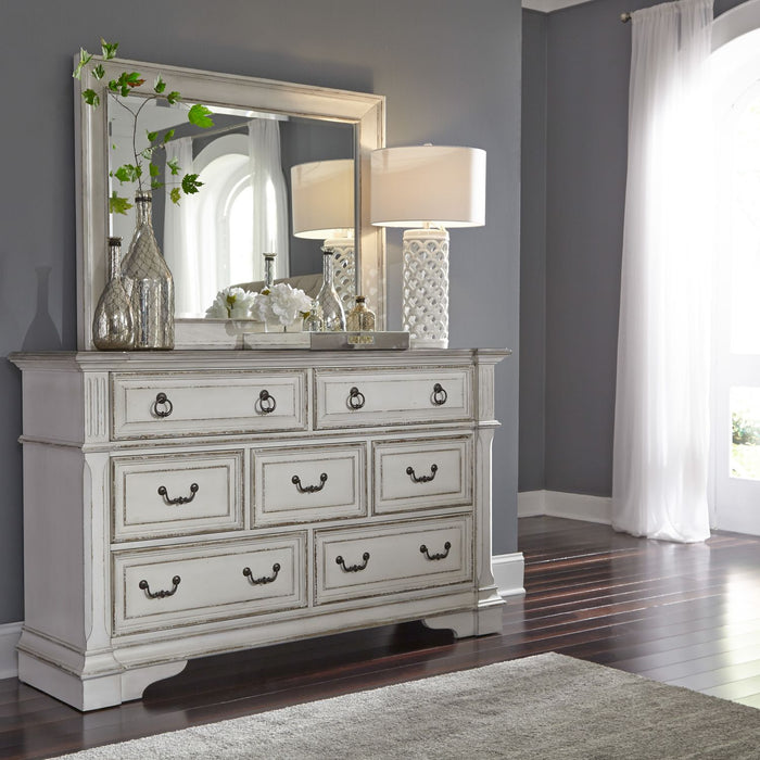 Abbey Park King California Panel Bed, Dresser & Mirror, Chest