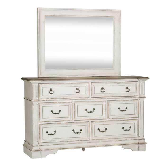 Abbey Park Queen Panel Bed, Dresser & Mirror, Night Stand