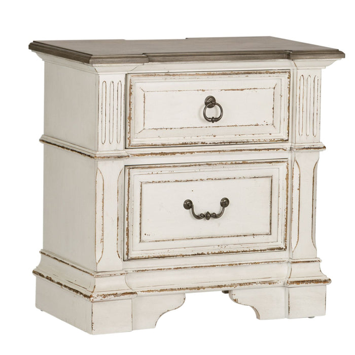 Abbey Park Queen Panel Bed, Dresser & Mirror, Night Stand