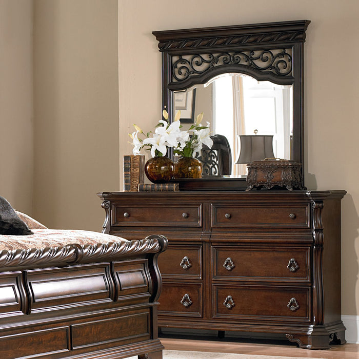 Arbor Place King Sleigh Bed, Dresser & Mirror, Chest, Night Stand