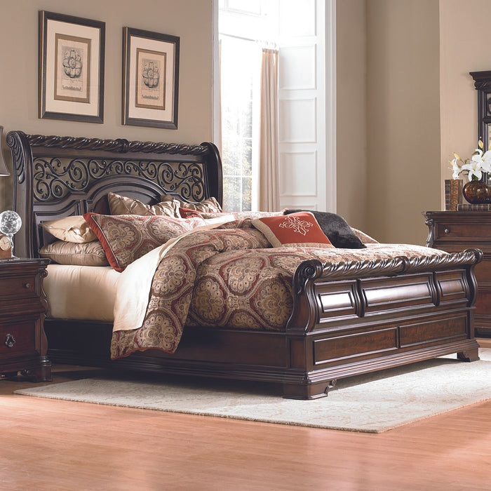 Arbor Place Queen Sleigh Bed, Dresser & Mirror, Chest, Night Stand