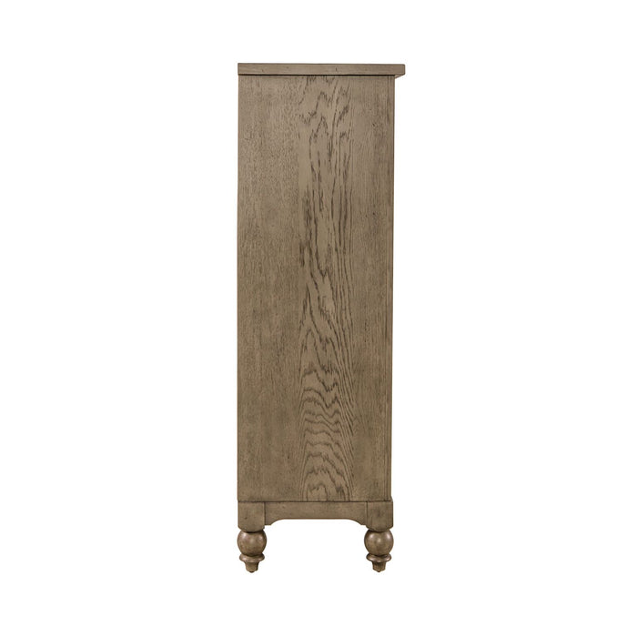 Americana Farmhouse 5 Drawer Chest in Dusty Taupe and Black image
