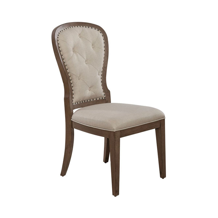 Liberty Furniture Americana Farmhouse Uph Tufted Back Side Chair (Set of 2) in Dusty Taupe & Black
