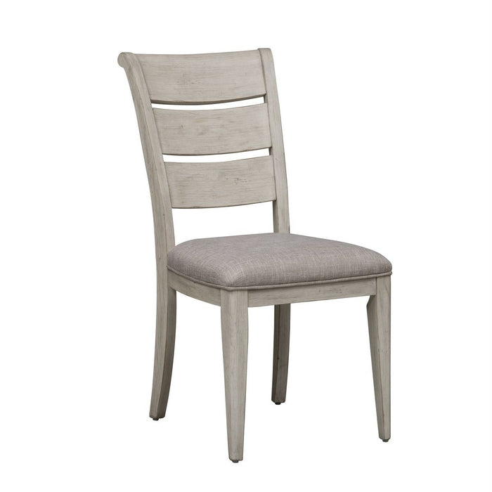 Liberty Furniture Farmhouse Reimagined Ladder Back Upholstered Side Chair (RTA) in Antique White (Set of 2)
