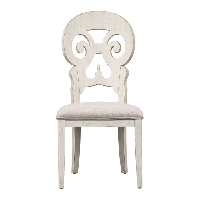 Liberty Furniture Farmhouse Reimagined Splat Back Side Chair (RTA) in Antique White (Set of 2)