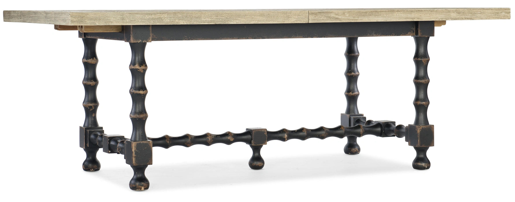 Ciao Bella 84in Trestle Table w/ 2-18in Leaves-Flaky White/Black