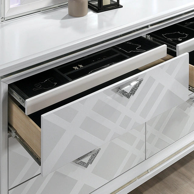 Emmeline 4 & 5 Piece Queen Bedroom Set Gray & White