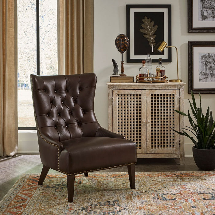 Liberty Furniture Garrison Leather Accent Chair in Brown