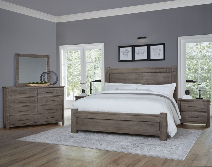 Vaughan Bassett Dovetail Queen Poster Bed with 6x6 Footboard in Mystic Grey
