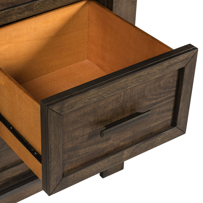 Thornwood Hills King Two Sided Storage Bed, Dresser & Mirror, Night Stand