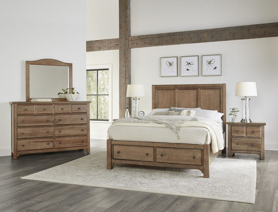 Vaughan Bassett Cool Farmhouse Panel King Bed with Storage in Natural