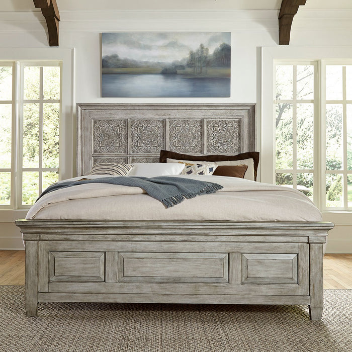 Heartland King Opt California Panel Bed, Dresser & Mirror, Chest, Night Stand