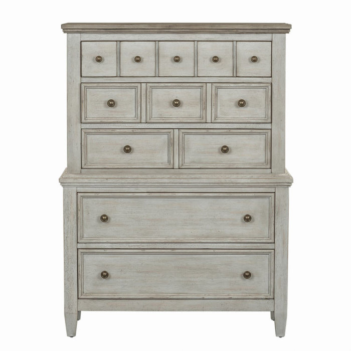 Heartland King Opt California Panel Bed, Dresser & Mirror, Chest, Night Stand