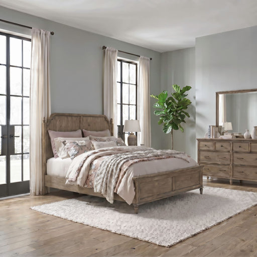Hickory Grove Panel Bed, Dresser & Mirror image