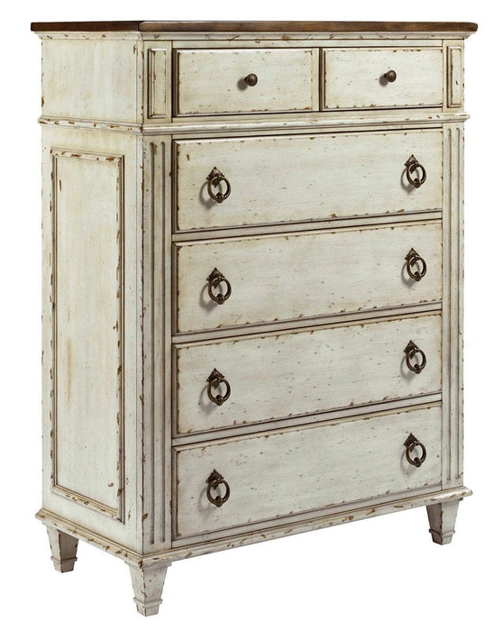 American Drew Southbury 5 Drawer Chest in Fossil and Parchment