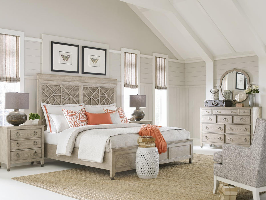 American Drew Vista Altamonte Queen Panel Bed in White OakR