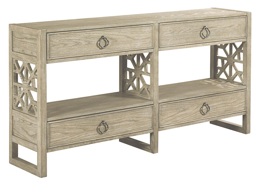 American Drew Vista Biscane Hall Console in White Oak