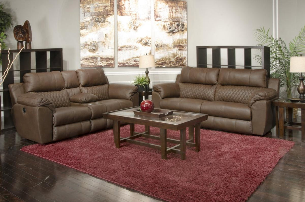 Catnapper Furniture Sorrento Power Lay Flat Reclining Console Loveseat in Kola