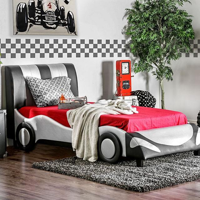 SUPER RACER Silver/Black Full & Twin Bed