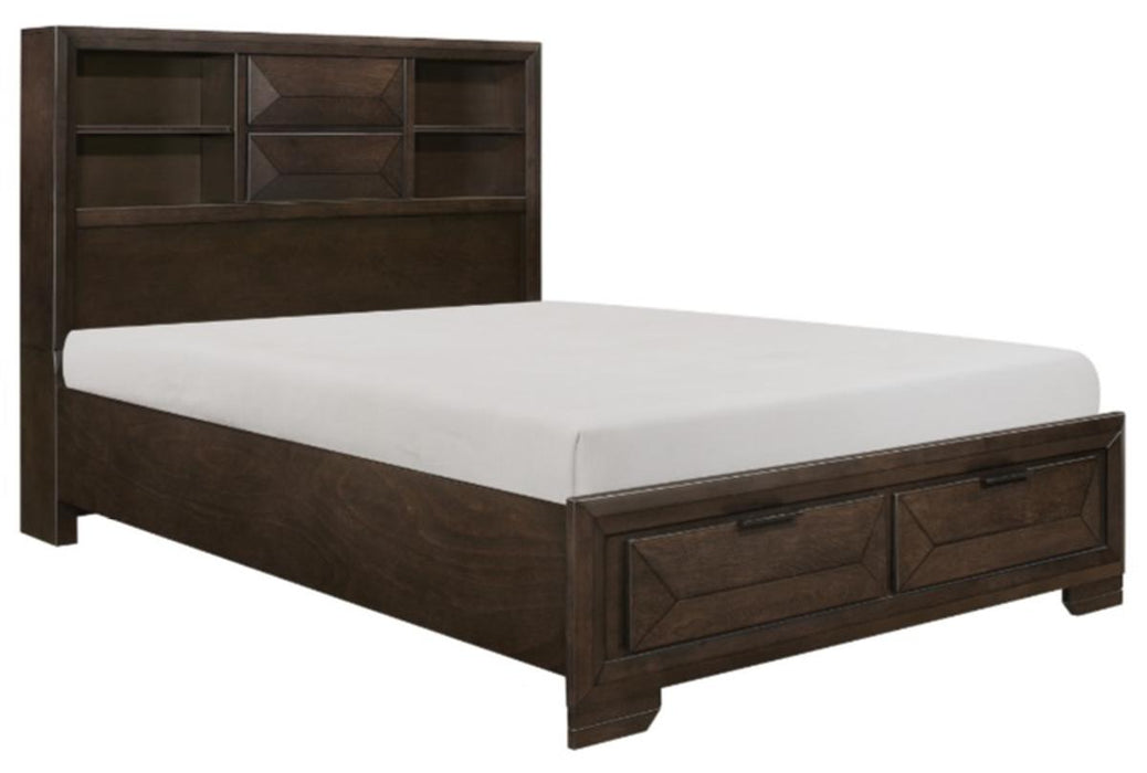 Homelegance Chesky King Bookcase Bed with Footboard Storage in Warm Espresso 1753K-1EK*