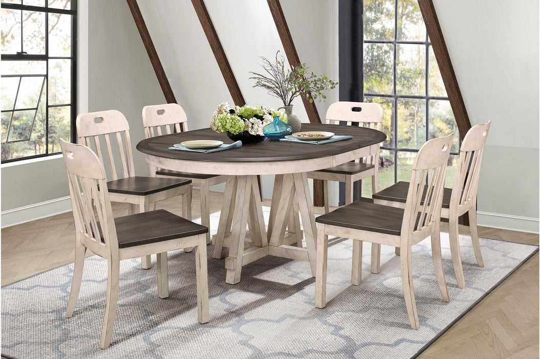 Homelegance Clover Round Dining Table in White and Gray 5656-66*