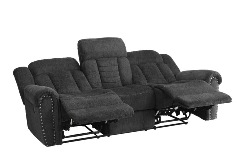 Homelegance Furniture Nutmeg Double Reclining Sofa in Charcoal Gray 9901CC-3