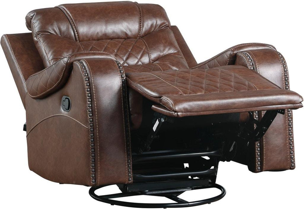 Homelegance Furniture Putnam Swivel Glider Reclining Chair in Brown 9405BR-1
