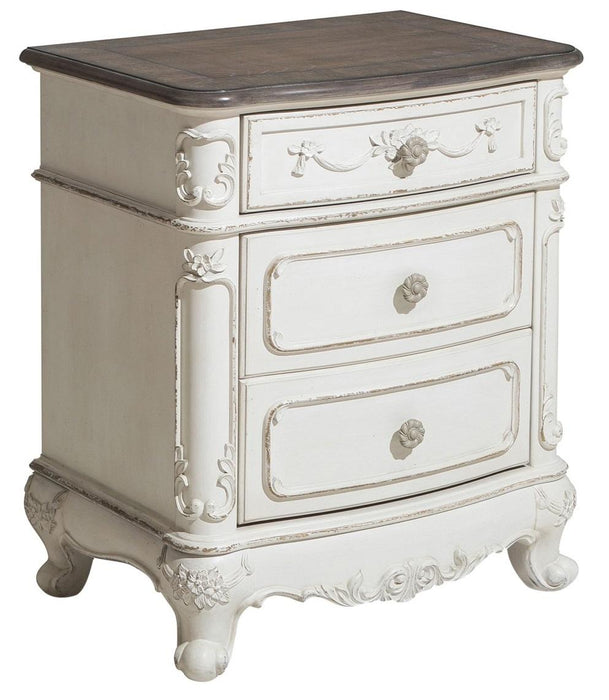 Cinderella Night Stand in Antique White with Grey Rub-Through 1386NW-4