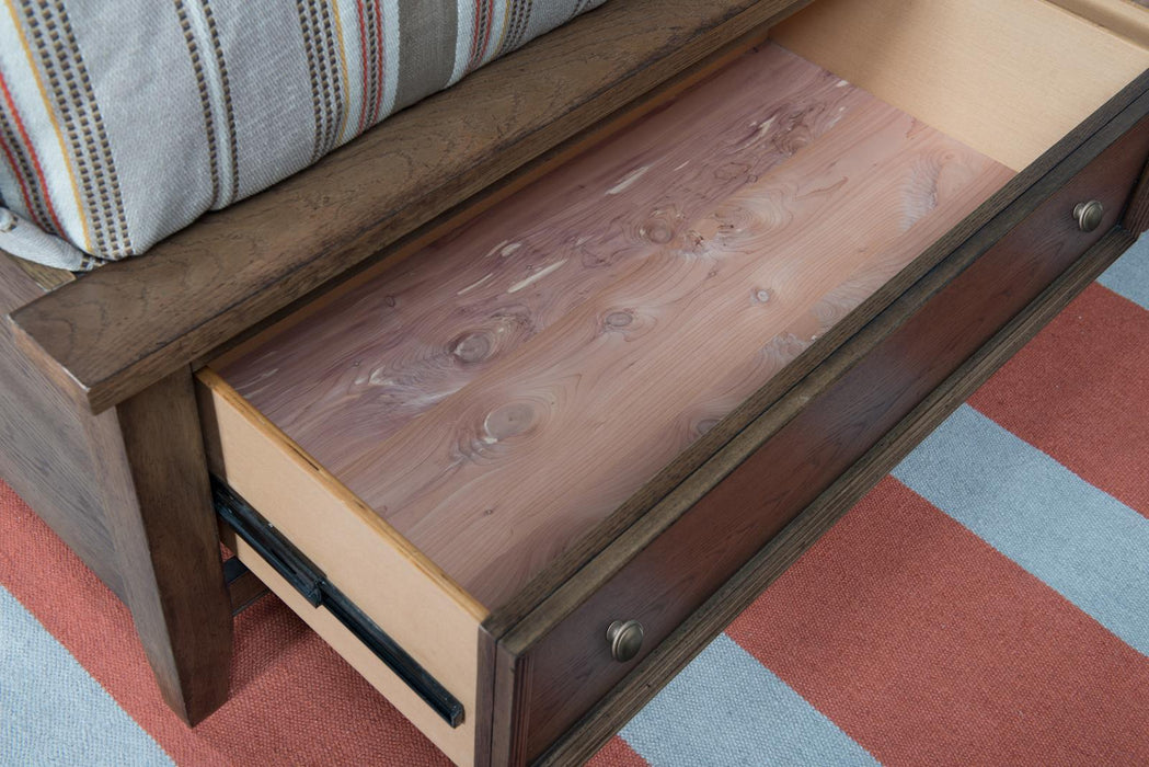 Legacy Classic Forest Hills Queen Panel Storage Bed in Classic Brown