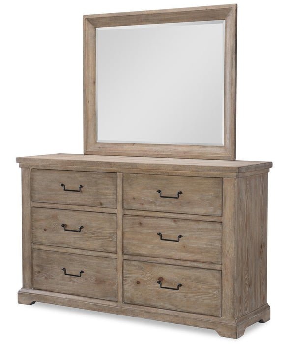 Legacy Classic Furniture Monteverdi Landscape Mirror in Sun-Bleached Cypress