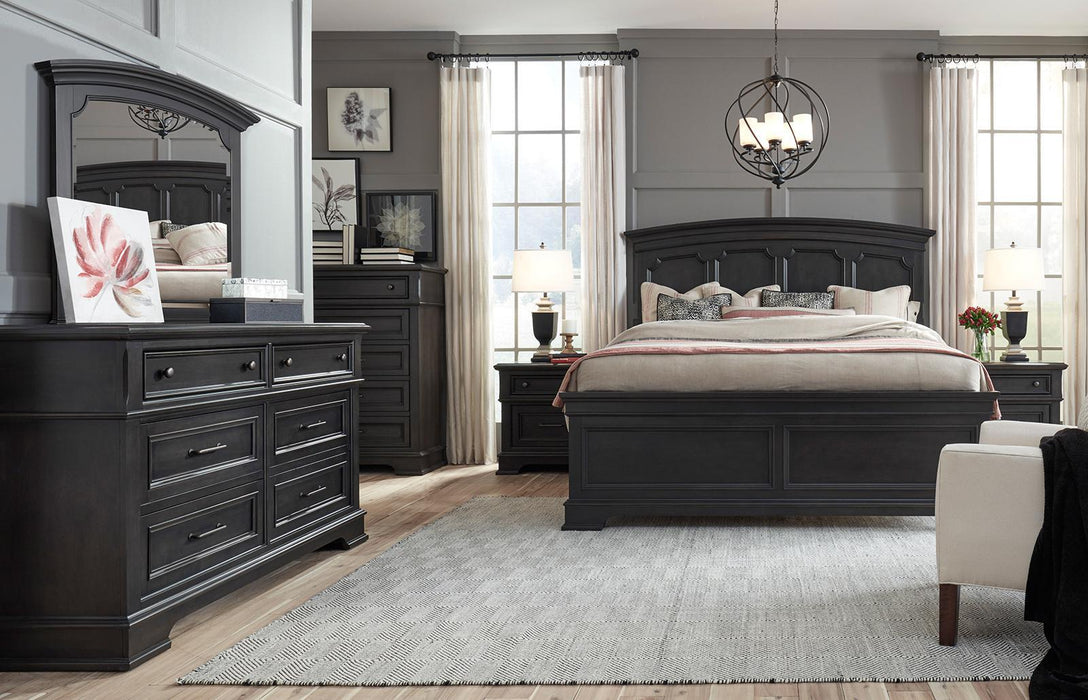 Legacy Classic Townsend California King Arched Panel Bed in Dark Sepia