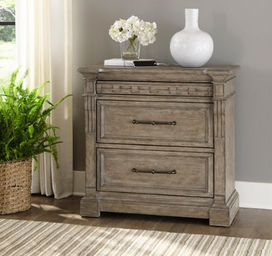 Liberty Furniture Town & Country Bedside Chest w/ Charging Station in Dusty Taupe