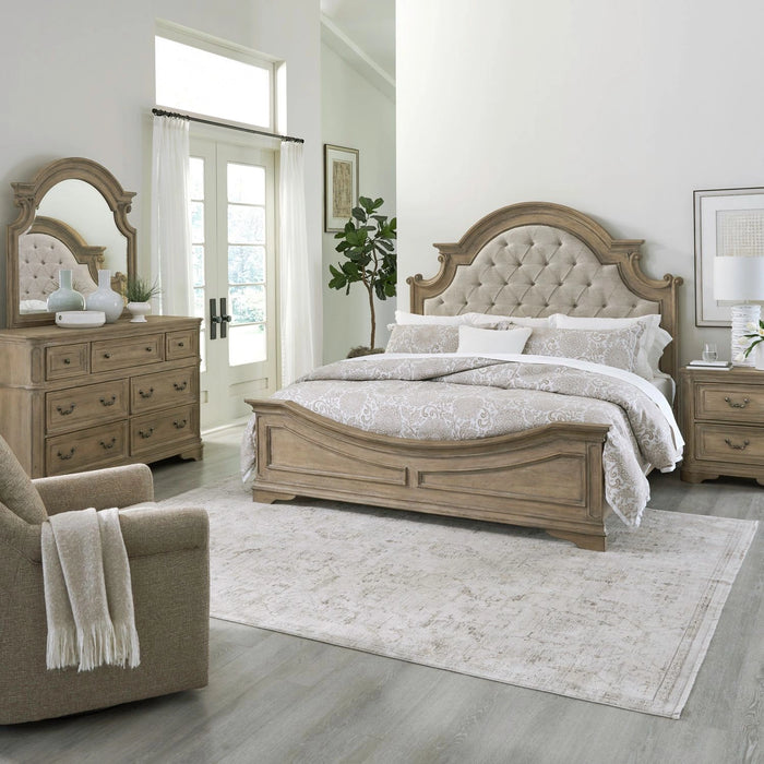 Magnolia Manor King Uph Bed, Dresser & Mirror, Night Stand image
