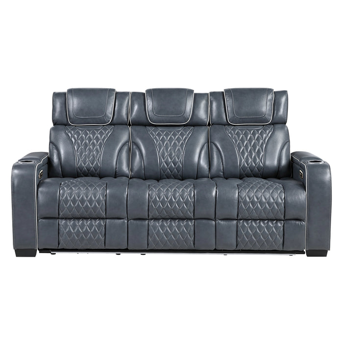 Apex Power Double Reclining Sofa With Center Drop-Down Cup Holders