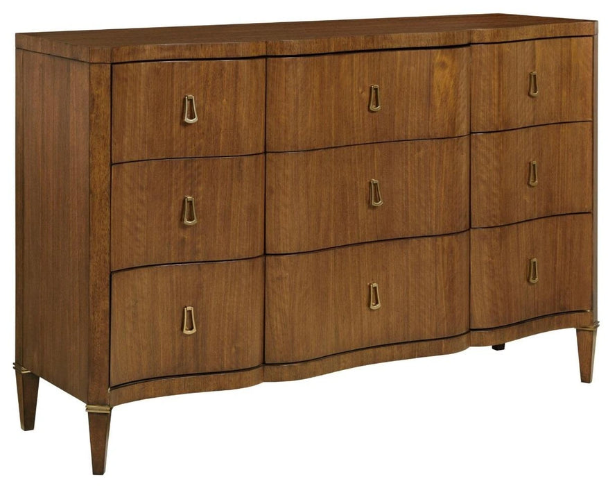 American Drew Vantage Richmond 9 Drawer Dresser in Medium Stain