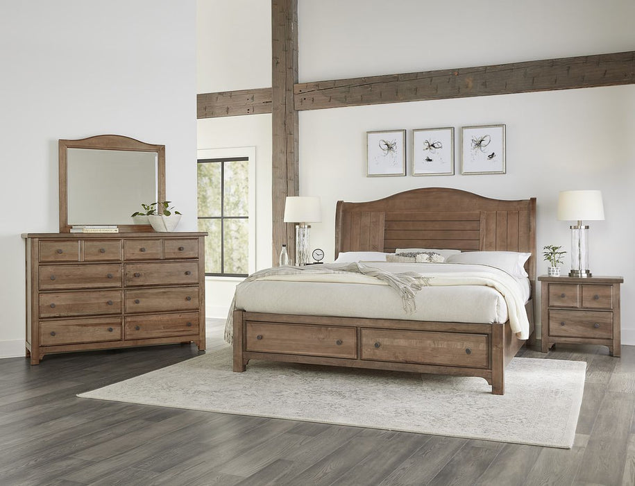 Vaughan Bassett Cool Farmhouse Sleigh King Bed with Storage in Natural