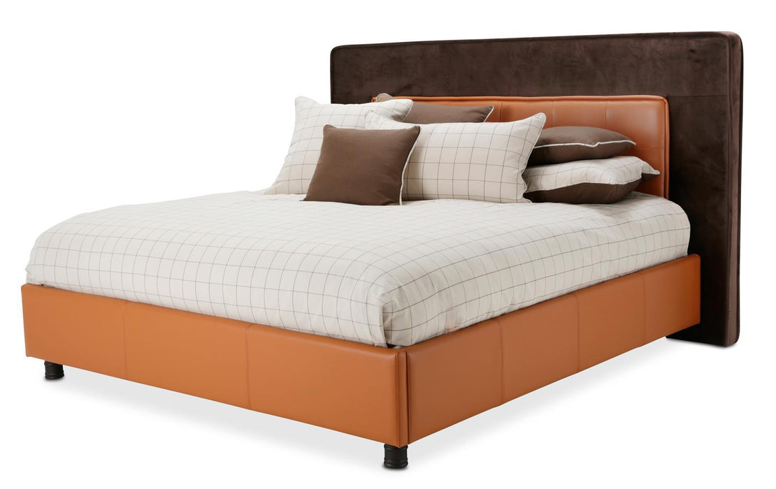 21 Cosmopolitan California King Upholstered Tufted Bed in Orange/Umber image
